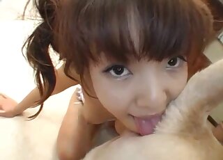 Japanese teen treats two Labradors with cock sucking and rimming